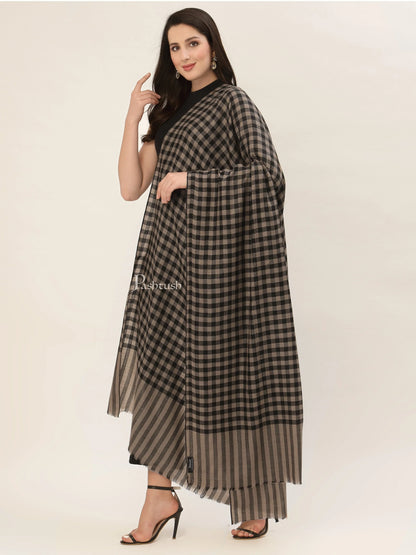 Pashtush India Womens Shawls Pashtush Womens Checkered Shawl, In Extra Soft Fine Wool, Large Size