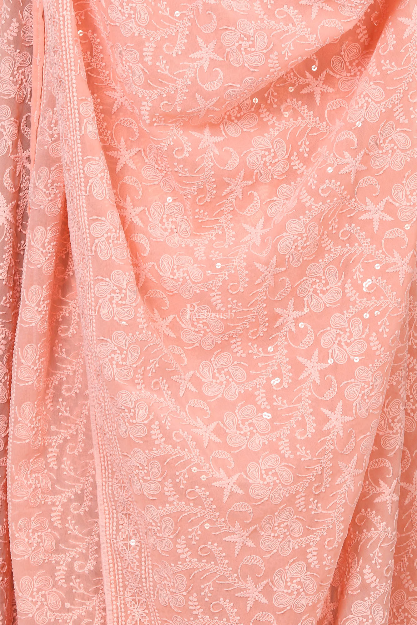 Pashtush India Womens Dupatta Pashtush Womens Chiffon Dupatta With Embrodiery, Nude Peach