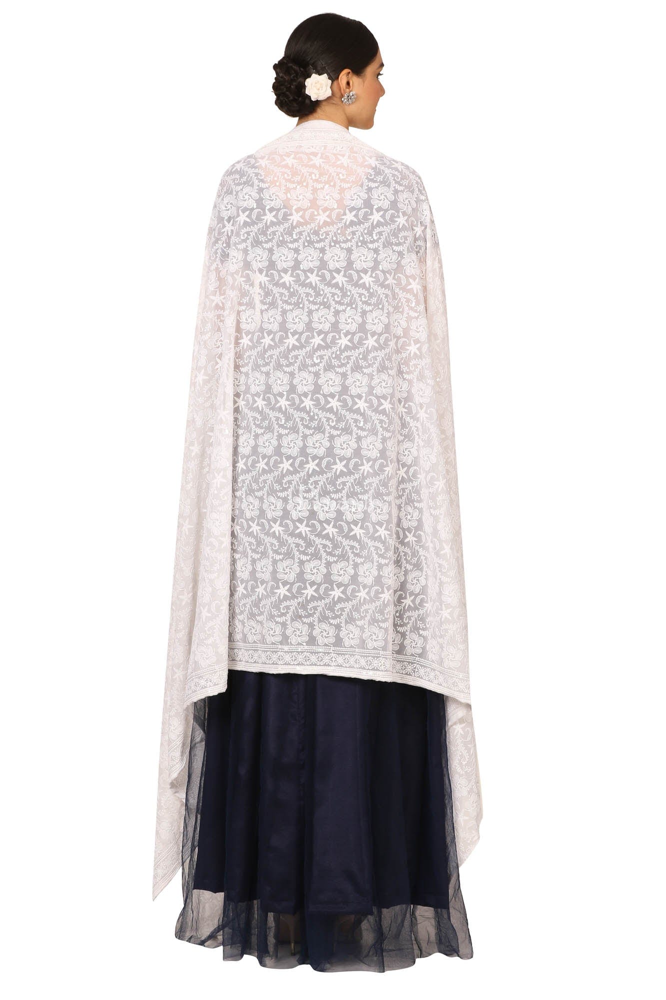 Pashtush India Womens Dupatta Pashtush Womens Chiffon Dupatta With Embrodiery - White