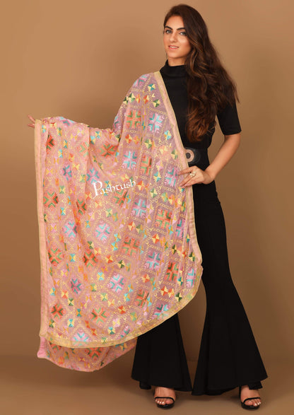 Pashtush Shawl Store Dupatta Pashtush Womens Chiffon Dupatta with Multicoloured Embroidery, Phulkari