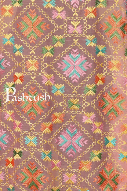 Pashtush Shawl Store Dupatta Pashtush Womens Chiffon Dupatta with Multicoloured Embroidery, Phulkari