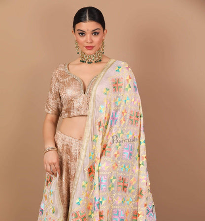 Pashtush Shawl Store Dupatta Pashtush Womens Chiffon Dupatta with Multicoloured Embroidery, Phulkari