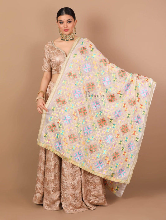 Pashtush Shawl Store Dupatta Pashtush Womens Chiffon Dupatta with Multicoloured Embroidery, Phulkari