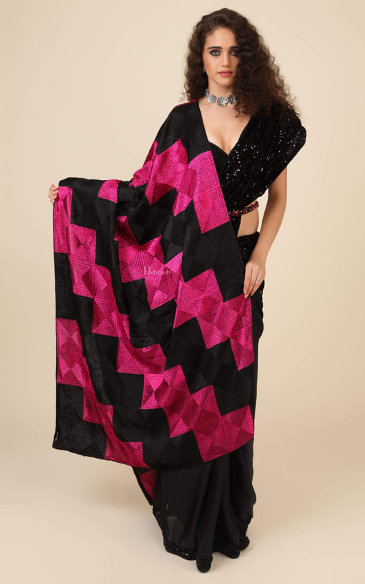 Pashtush India 114x228 Pashtush Womens Chiffon Dupatta with Multicoloured Embroidery, Phulkari