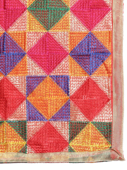 Pashtush India Womens Dupatta Pashtush Womens Chiffon Dupatta With Multicoloured Embroidery, Phulkari