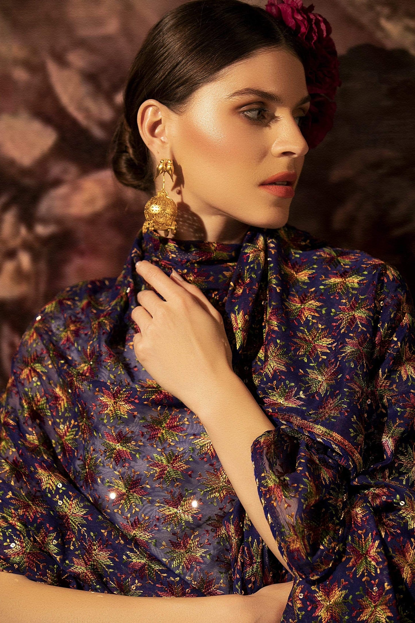 Pashtush Shawl Store Dupatta Pashtush Womens Chiffon Phulkari Dupatta, Light Pink with Multicoloured Embroidery, Light Weight