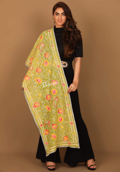 Pashtush India Dupatta Pashtush Womens Dupatta, 100% Hand Embroidered Kantha Needlework Work, Free Size