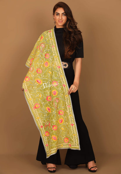 Pashtush India Dupatta Pashtush Womens Dupatta, 100% Hand Embroidered Kantha Needlework Work, Free Size