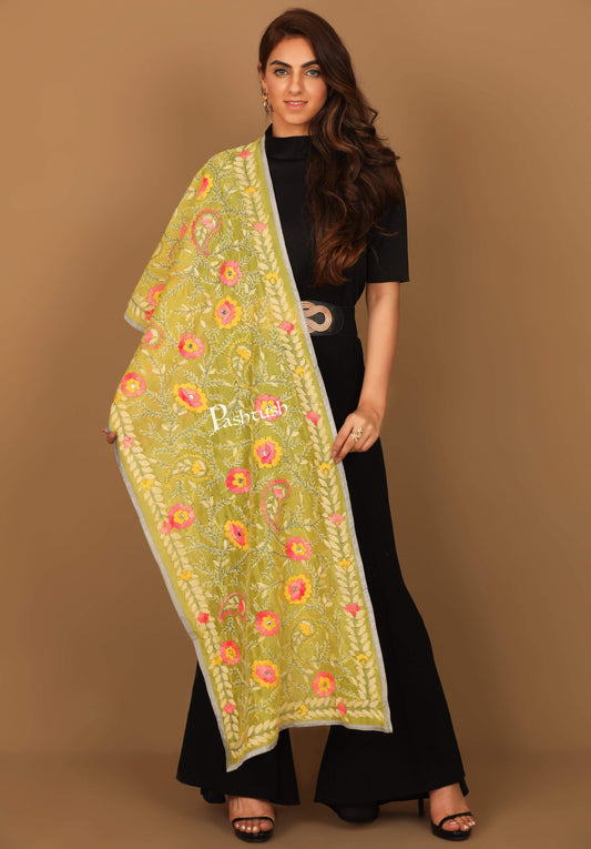 Pashtush India Dupatta Pashtush Womens Dupatta, 100% Hand Embroidered Kantha Needlework Work, Free Size