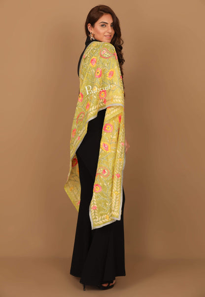 Pashtush India Dupatta Pashtush Womens Dupatta, 100% Hand Embroidered Kantha Needlework Work, Free Size