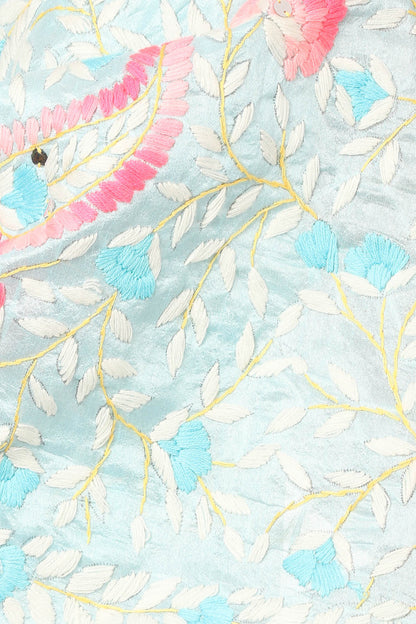 Pashtush India Womens Dupatta Pashtush Womens Dupatta, 100% Hand Embroidered Kantha Needlework Work, Free Size, Blue