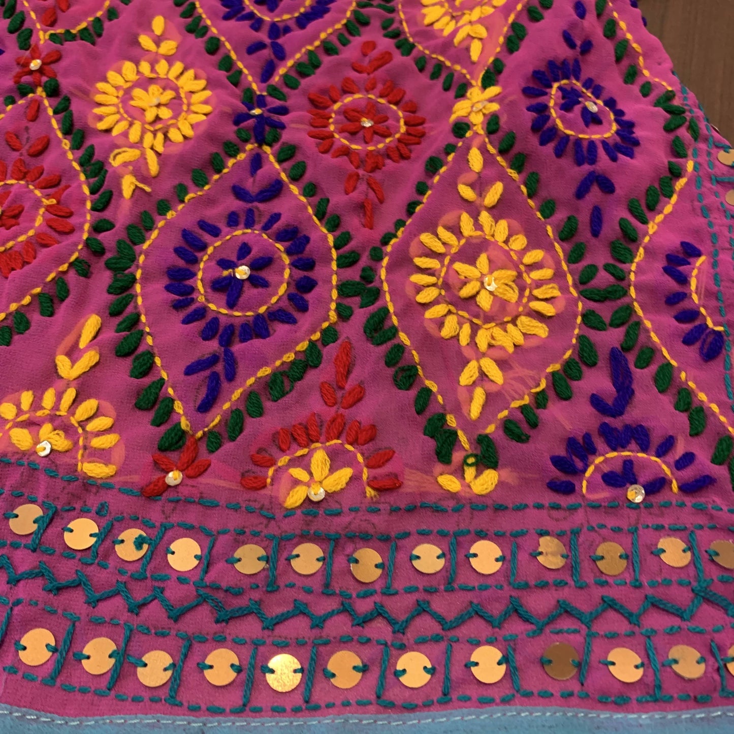 Pashtush Womens Dupatta, 100% Hand Embroidered Needlework Work, Free Size, Multi-Coloured