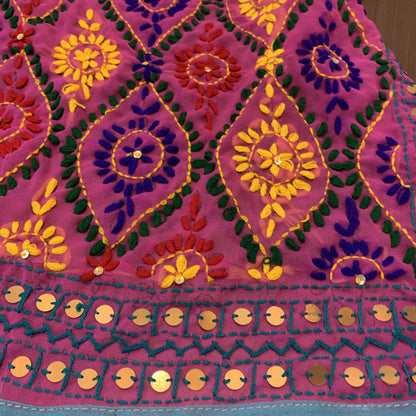 Pashtush Womens Dupatta, 100% Hand Embroidered Needlework Work, Free Size, Multi-Coloured