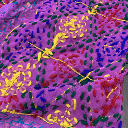 Pashtush Womens Dupatta, 100% Hand Embroidered Needlework Work, Free Size, Multi-Coloured