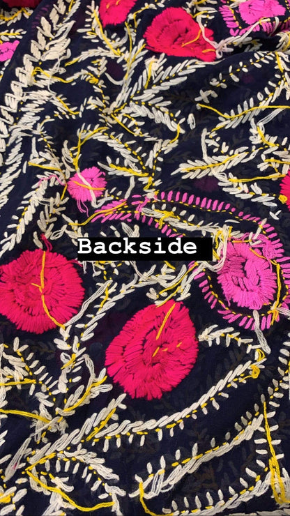 Pashtush Womens Dupatta, 100% Hand Embroidered Needlework Work, Free Size, Multi-Coloured