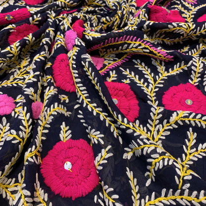 Pashtush Womens Dupatta, 100% Hand Embroidered Needlework Work, Free Size, Multi-Coloured