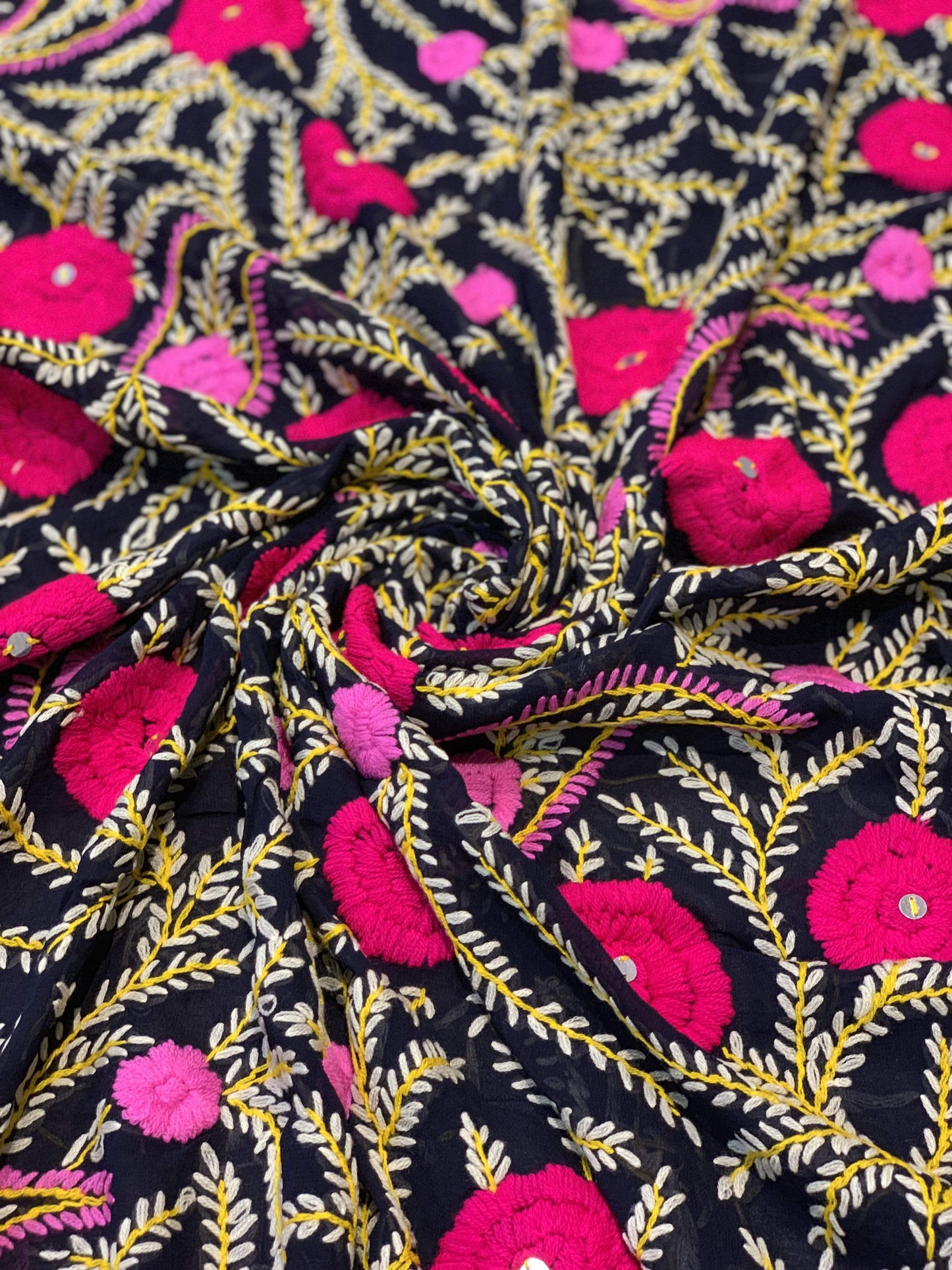 Pashtush Womens Dupatta, 100% Hand Embroidered Needlework Work, Free Size, Multi-Coloured