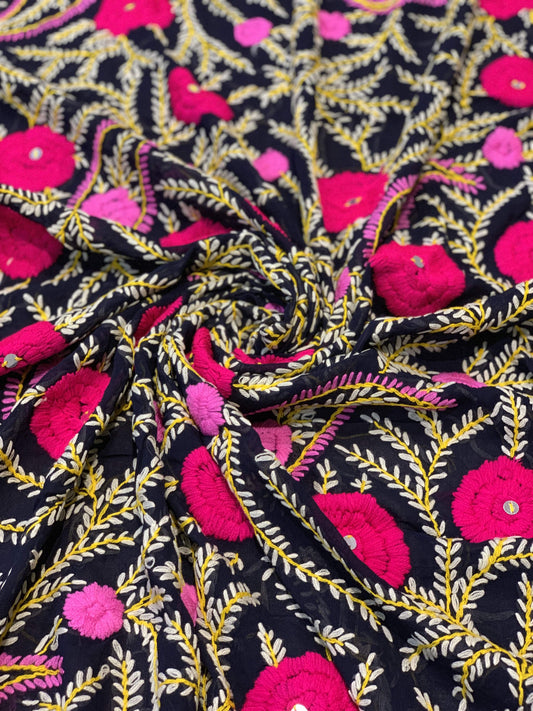 Pashtush Womens Dupatta, 100% Hand Embroidered Needlework Work, Free Size, Multi-Coloured