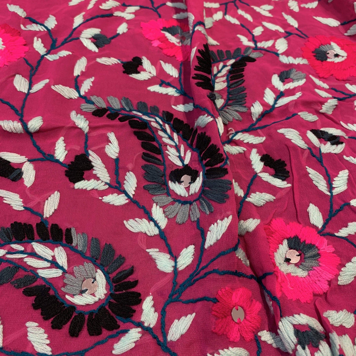 Pashtush Womens Dupatta, 100% Hand Embroidered Needlework Work, Free Size, Multi-Coloured