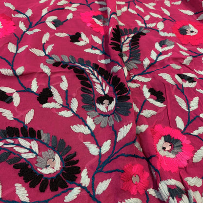 Pashtush Womens Dupatta, 100% Hand Embroidered Needlework Work, Free Size, Multi-Coloured