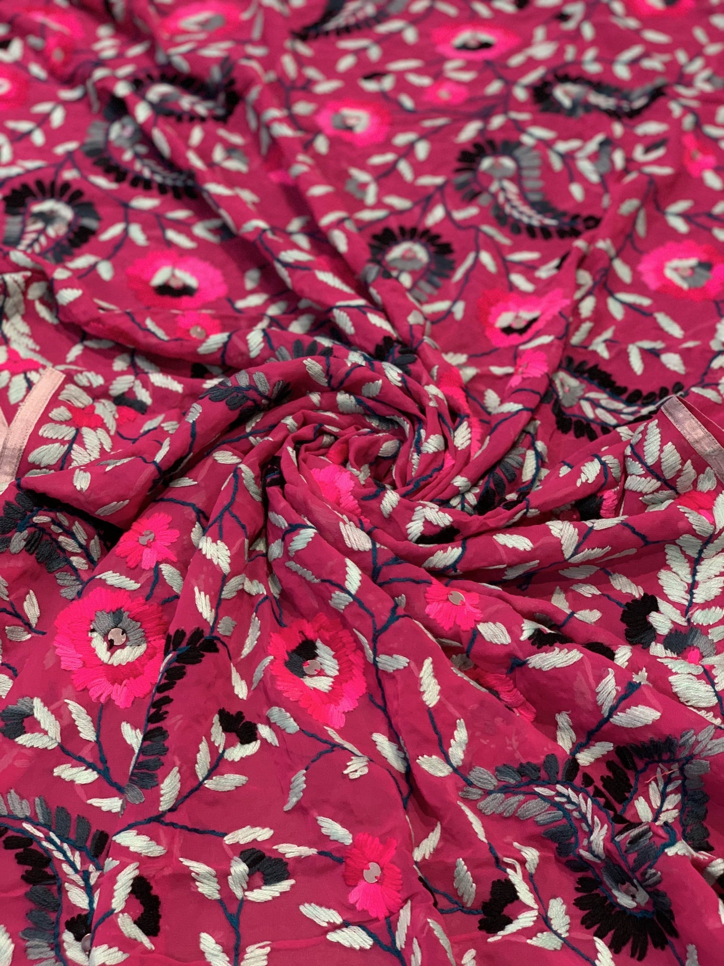 Pashtush Womens Dupatta, 100% Hand Embroidered Needlework Work, Free Size, Multi-Coloured