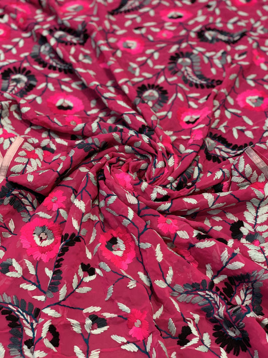 Pashtush Womens Dupatta, 100% Hand Embroidered Needlework Work, Free Size, Multi-Coloured