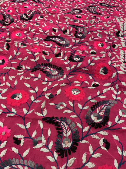 Pashtush Womens Dupatta, 100% Hand Embroidered Needlework Work, Free Size, Multi-Coloured