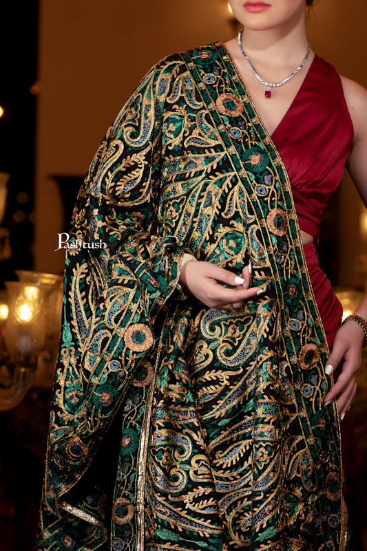 Pashtush India Womens Dupatta Pashtush Womens Dupatta, Bridal Collection, With Silky Embroidery