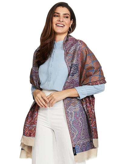 Pashtush India 100x200 Pashtush Womens Embroidered Jamawar Shawl, 100% Pure Wool (Woolmark Certified)