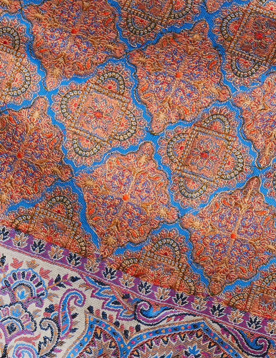 Pashtush India 100x200 Pashtush Womens Embroidered Jamawar Shawl, 100% Pure Wool (Woolmark Certified)