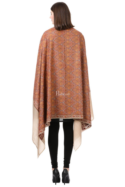 Pashtush India Womens Shawls Pashtush Womens Embroidery Jaal Jamawar Shawl, Fine Wool, Soft And Warm