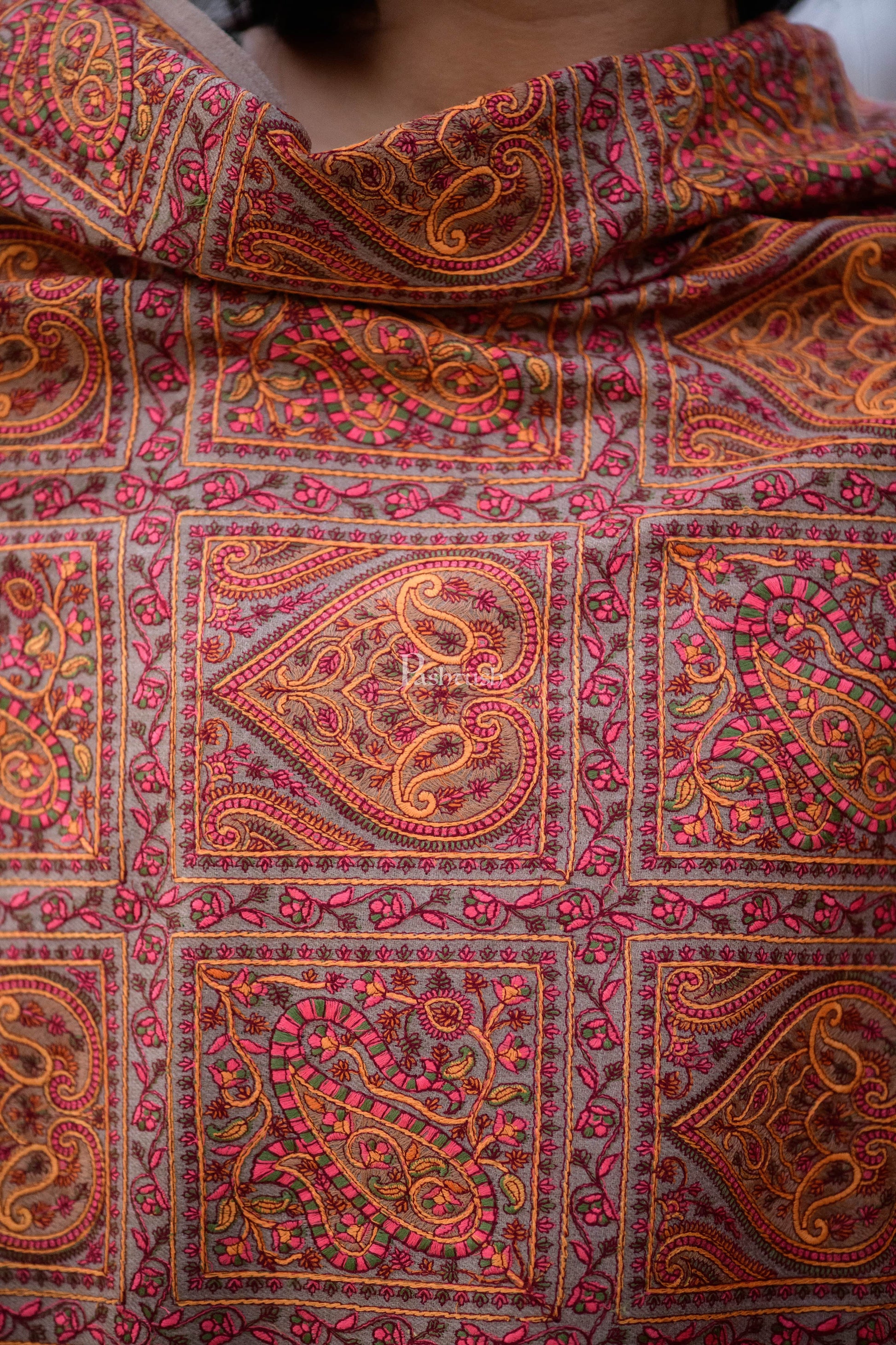 Pashtush India Womens Shawls Pashtush Womens Embroidery Jaal Jamawar Shawl, Intricate Heritage Collection