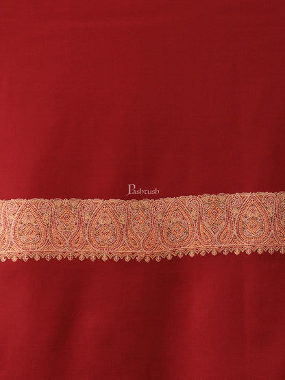Pashtush India Womens Shawls Pashtush Womens Embroidery Shawl, Challa Daur Border, Fine Wool
