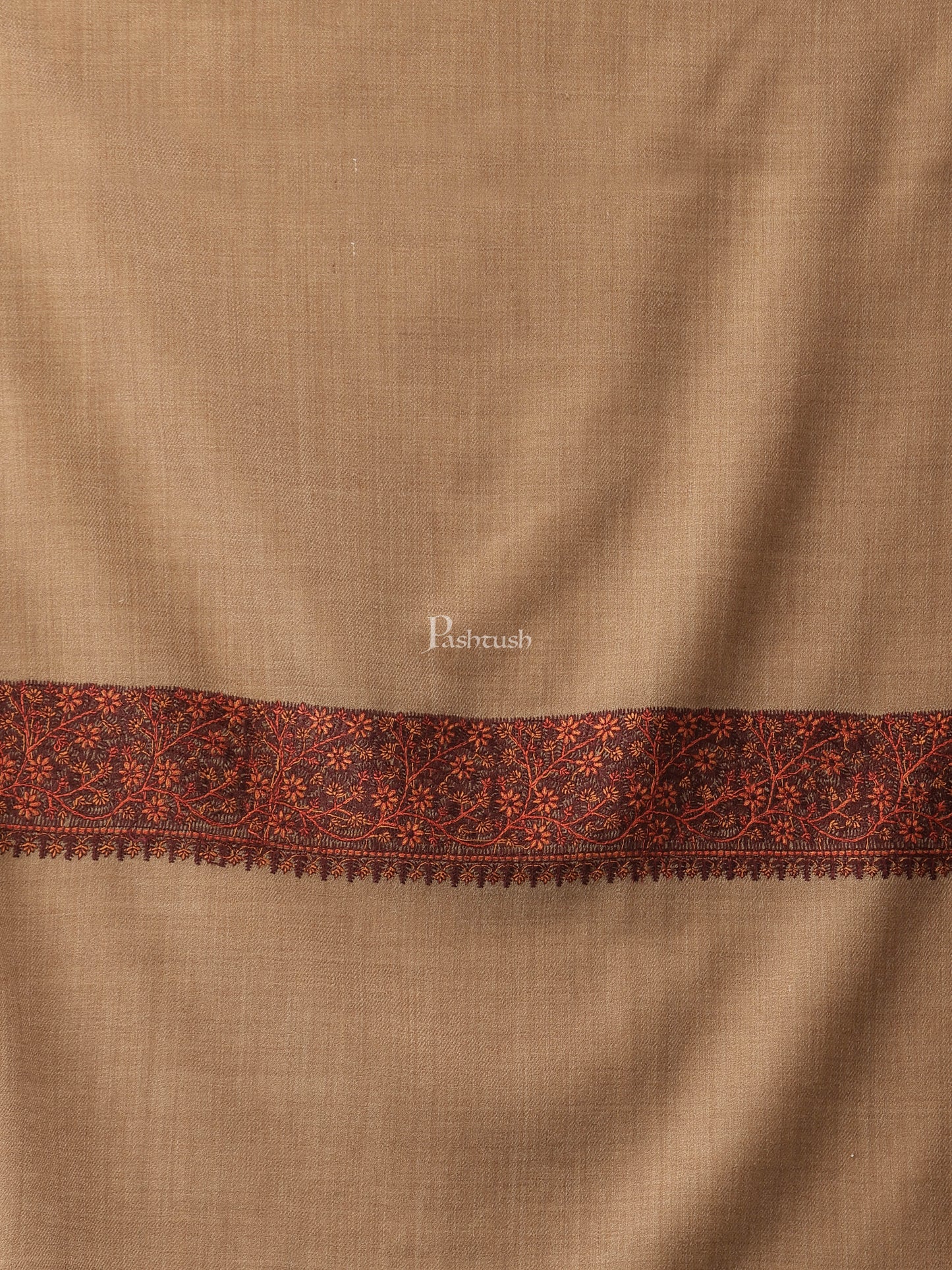 Pashtush India Womens Shawls Pashtush Womens Embroidery Shawl, Challa Daur Border, Fine Wool