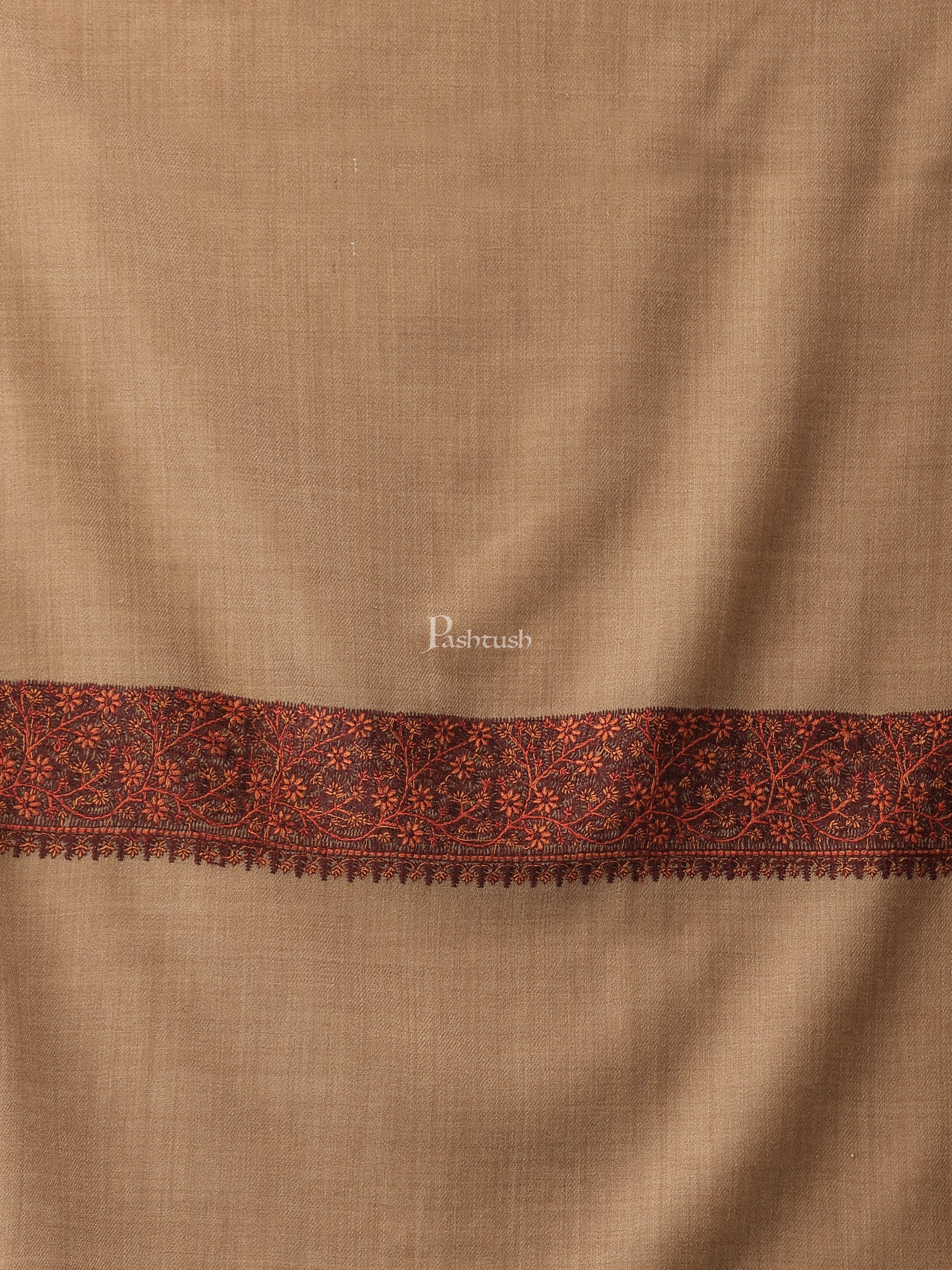 Pashtush India Womens Shawls Pashtush Womens Embroidery Shawl, Challa Daur Border, Fine Wool