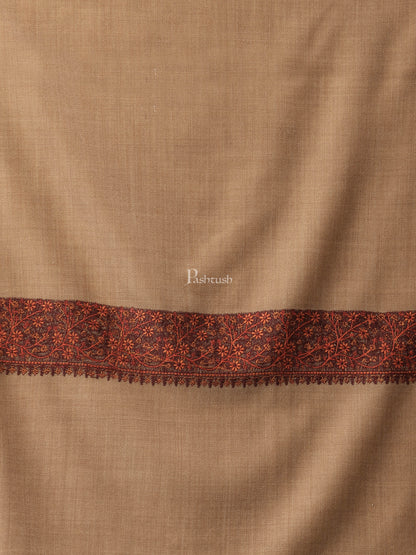 Pashtush India Womens Shawls Pashtush Womens Embroidery Shawl, Challa Daur Border, Fine Wool