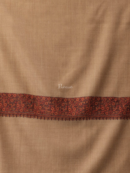 Pashtush India Womens Shawls Pashtush Womens Embroidery Shawl, Challa Daur Border, Fine Wool