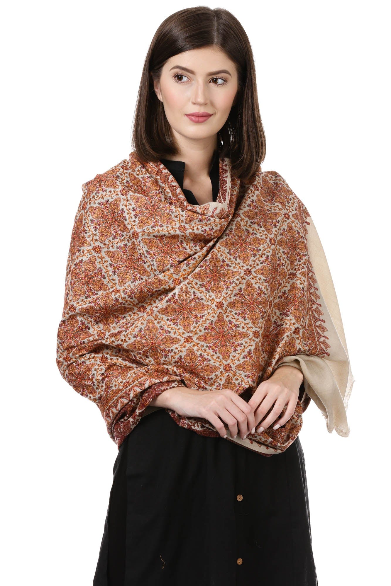 Pashtush India Womens Shawls Pashtush Womens Embroidery Shawl, Fineembroidery, Intricate Needlework