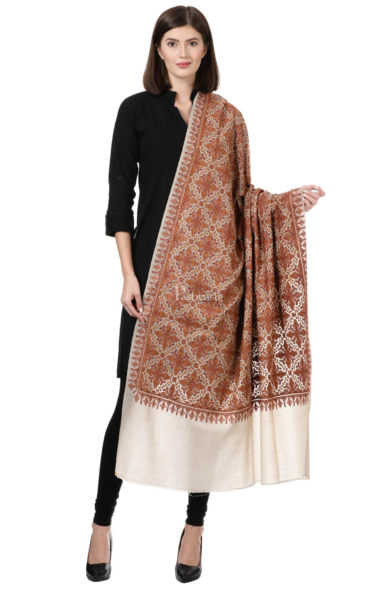 Pashtush India Womens Shawls Pashtush Womens Embroidery Shawl, Fineembroidery, Intricate Needlework