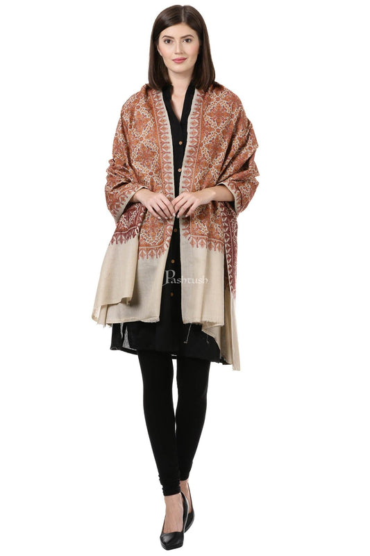 Pashtush India Womens Shawls Pashtush Womens Embroidery Shawl, Fineembroidery, Intricate Needlework