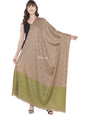 Pashtush India Womens Shawls Pashtush Womens Embroidery Shawl, Jaal Design, Fine Wool, Beige and Emerald Green