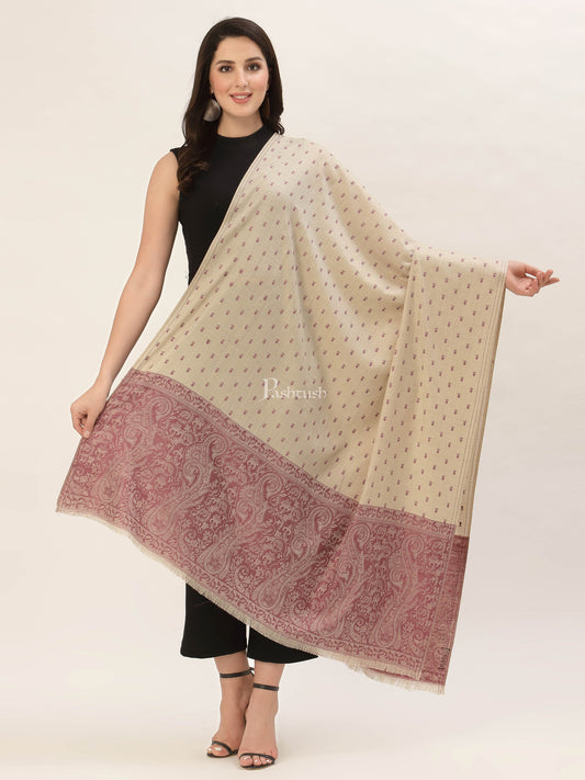 Pashtush India Womens Shawls Pashtush Womens Embroidery Shawl, Jacquard Palla, Fine Wool