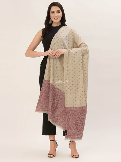 Pashtush India Womens Shawls Pashtush Womens Embroidery Shawl, Jacquard Palla, Fine Wool
