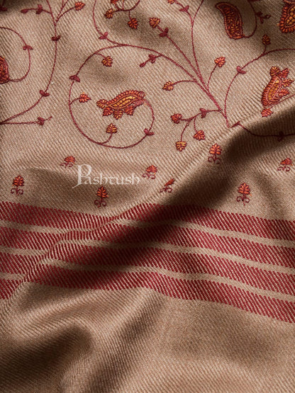 Pashtush India Womens Shawls Pashtush Womens Embroidery Shawl, Large And Warm, Brown