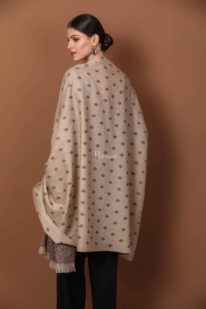 Pashtush India 100x200 Pashtush Womens Embroidery Shawl, Light Weight and Warm, Espresso and Beige