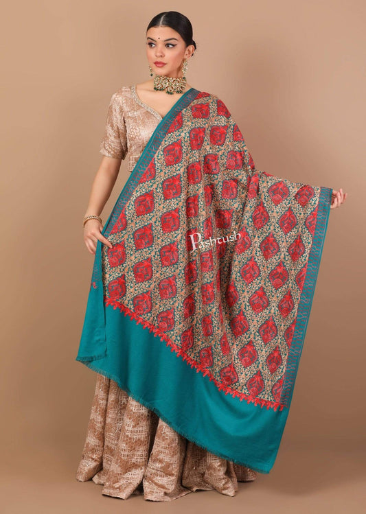 Pashtush Shawl Store Shawl Pashtush Womens Embroidery Shawl, Silky Thread work - Faux Pashmina