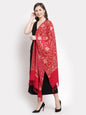 Pashtush India Womens Stoles and Scarves Scarf Pashtush Womens Embroidery Stole, Aari Work, Fine Wool, Red