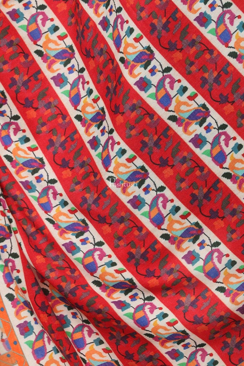 Pashtush India Womens Shawls Pashtush Womens Ethnic Print Shawl, Multicoloured, 100% Pure Wool (Woolmark Certified)