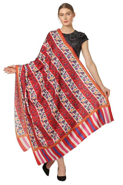 Pashtush India Womens Shawls Pashtush Womens Ethnic Print Shawl, Multicoloured, 100% Pure Wool (Woolmark Certified)