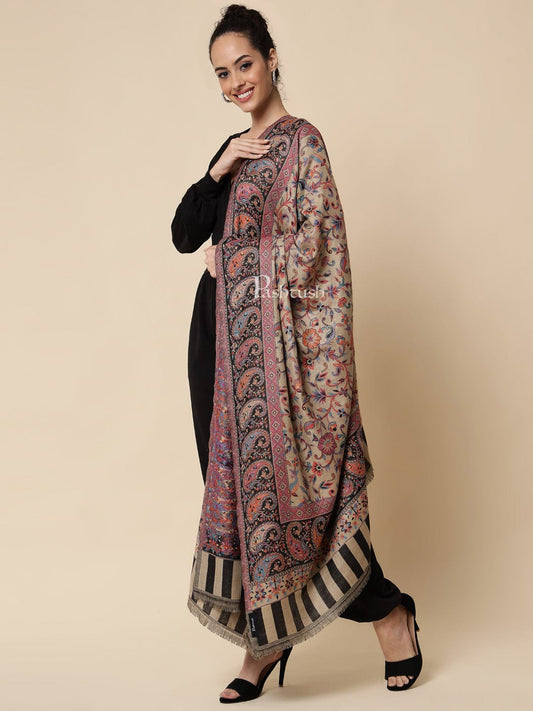 Pashtush India Womens Shawls Pashtush Womens Ethnic Shawl, Faux Pashmina, Soft And Warm, Beige